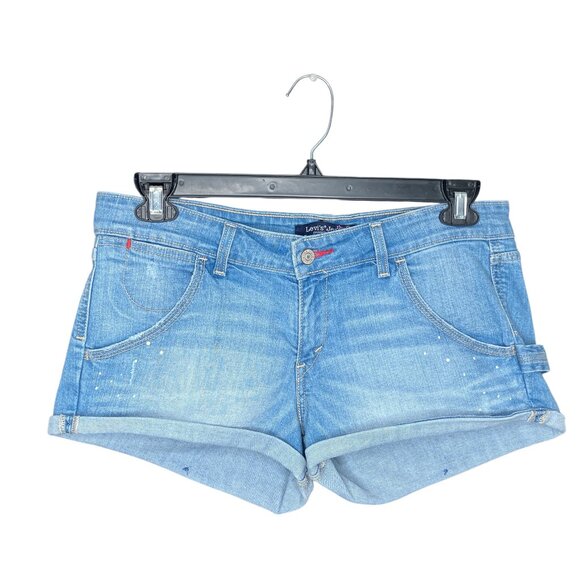 Vintage 00s Y2K Levi's 7 Light Wash Low Rise Stretch Denim Jean Booty Shorts - Picture 2 of 4